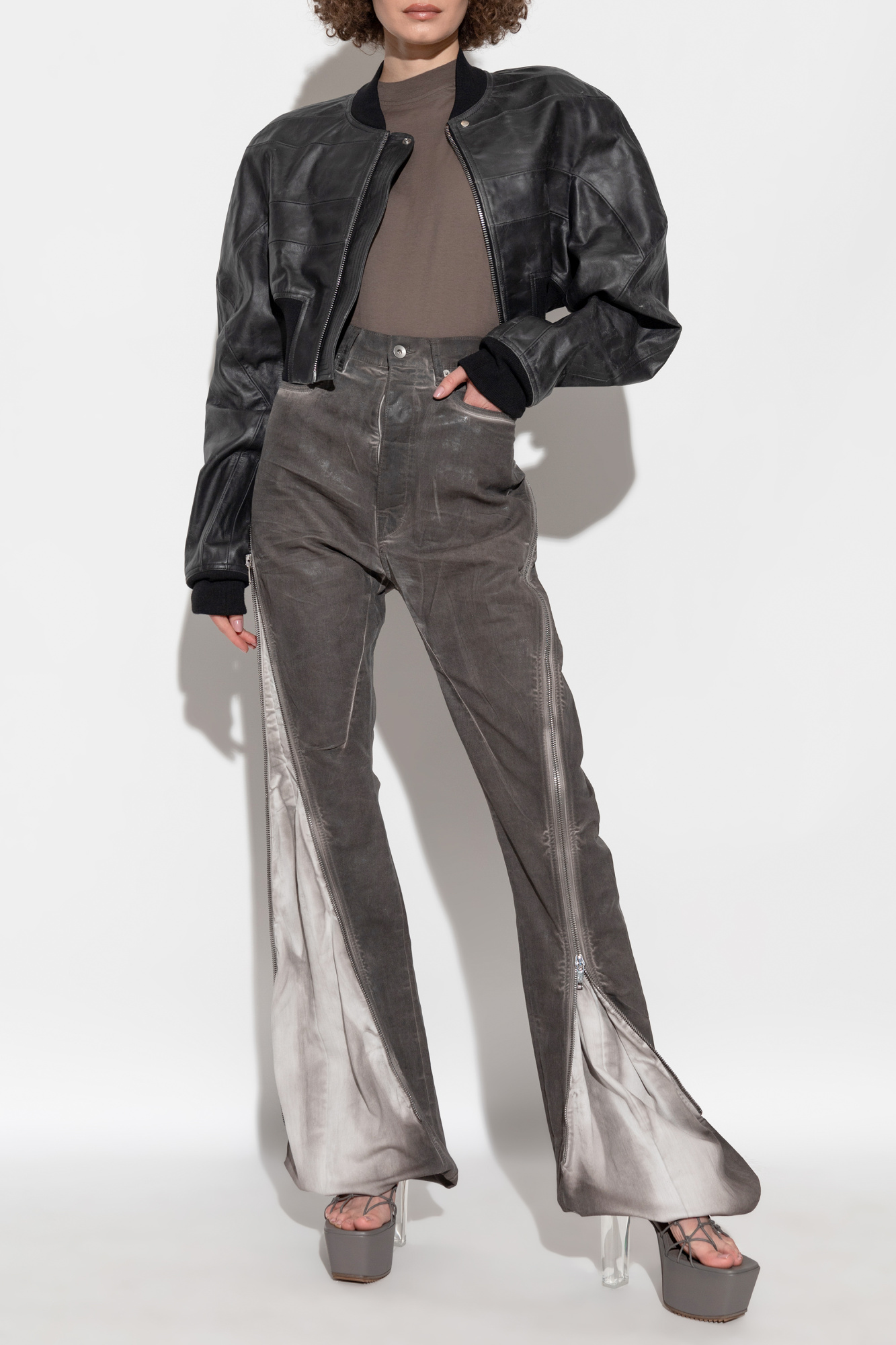Black Leather jacket `Girdered` Rick Owens - Vitkac AS